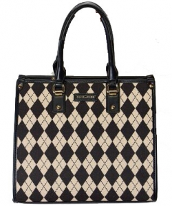 David Jones Argyle Pattern PU Leather Handbag 6891-4 BLACK